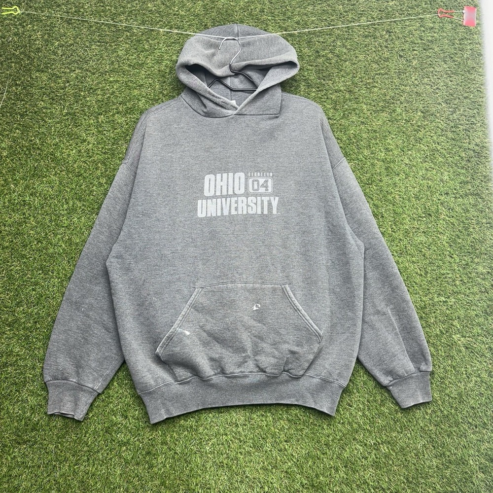 VTG Ohio University Hoodie Mens XL Sweatshirt Russell Athletic Cotton OU Bobcats